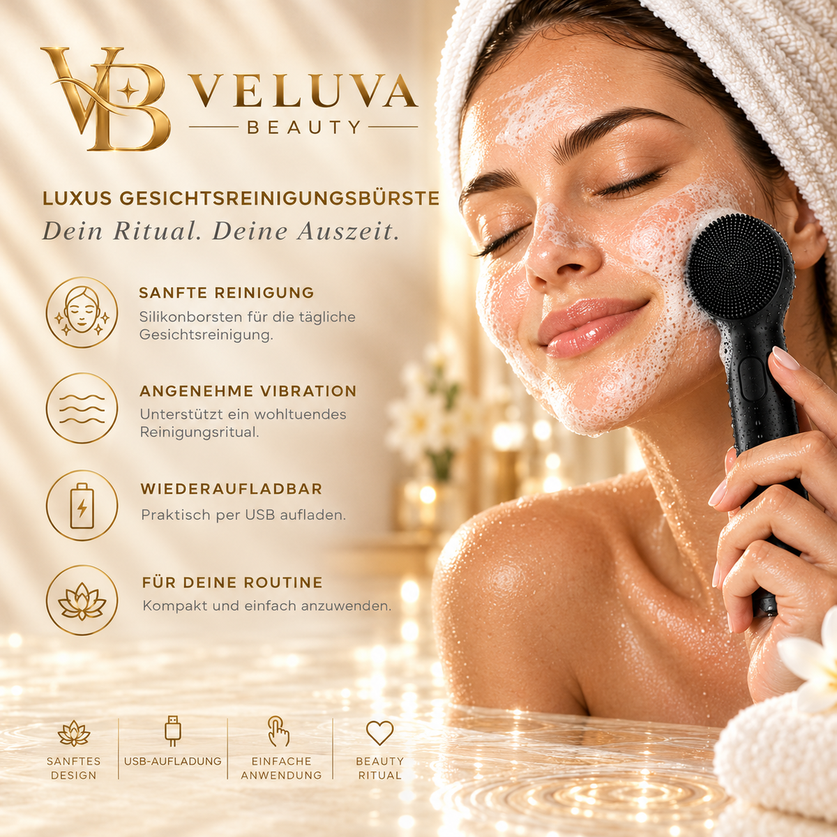Veluva Beauty Silikon-Gesichtsreinigungsbürste