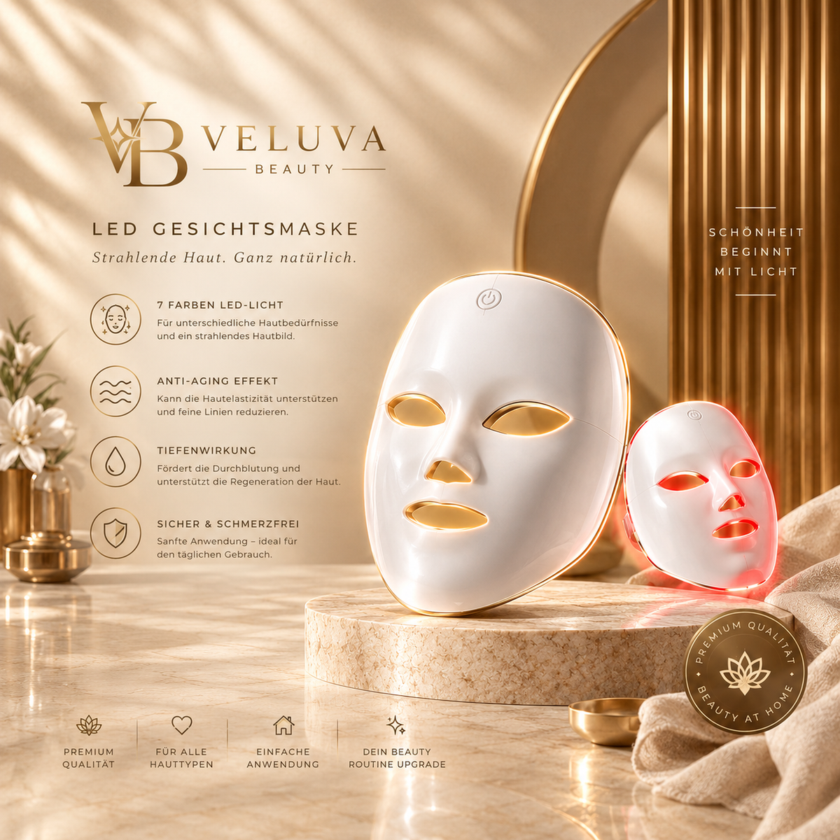 Veluva Beauty LED-Gesichtsmaske 7 Farben